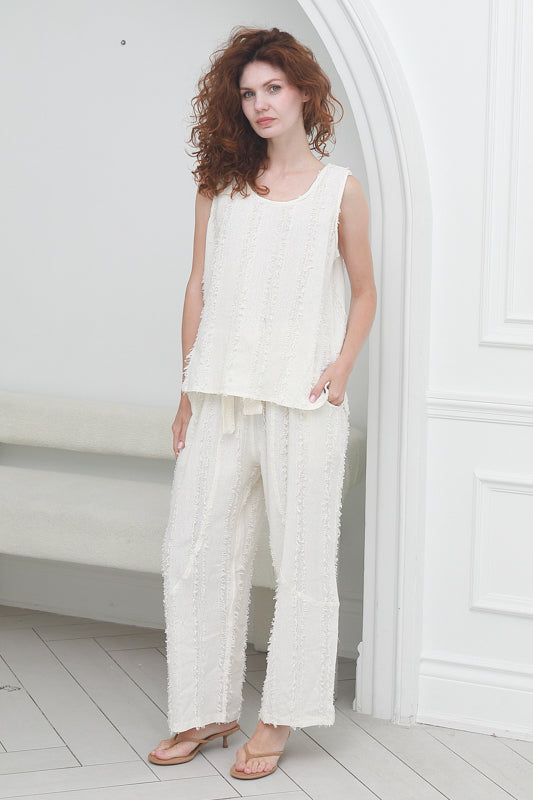 Women Cotton Tank Top in Cream
