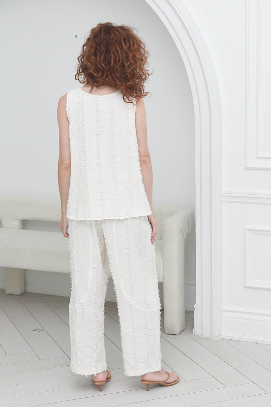 Women Cotton Tank Top in Cream