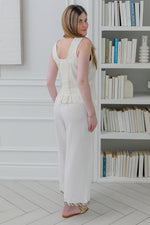 Load image into Gallery viewer, Women's Casual Pants  with Front Decorative Patch In Cream