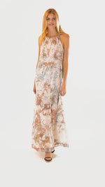 Load and play video in Gallery viewer, TIE DYE SLIP DRESS IN FOREST BROWN AND BLUE