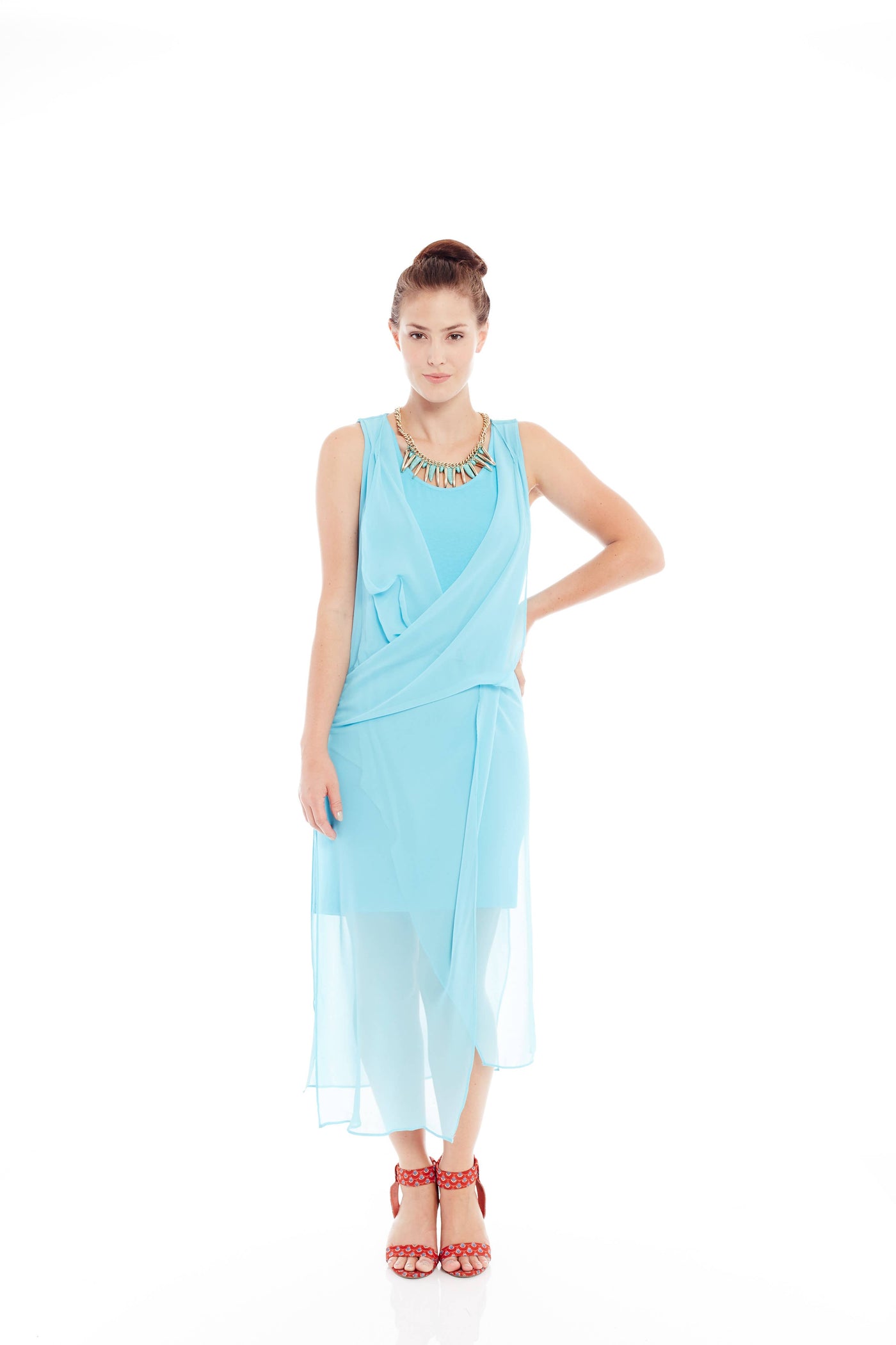 THE REBECA WRAP UP DRESS IN SKYISH BLUE