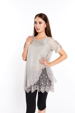 Load image into Gallery viewer, THE LACE UP TOP IN PALE STALE - Nikky Apparels