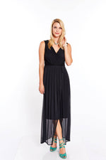 Load image into Gallery viewer, THE DEEP BLACK PLEATED MAXI DRESS - Nikky Apparels