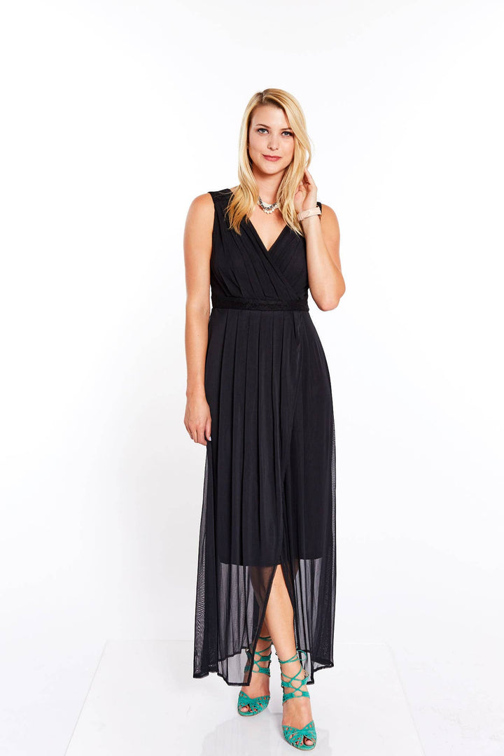 THE DEEP BLACK PLEATED MAXI DRESS - Nikky Apparels