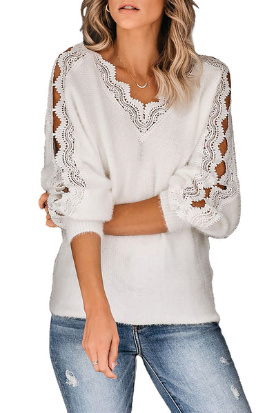 Buy Women's White V-Neck Pullover Sweaters Online