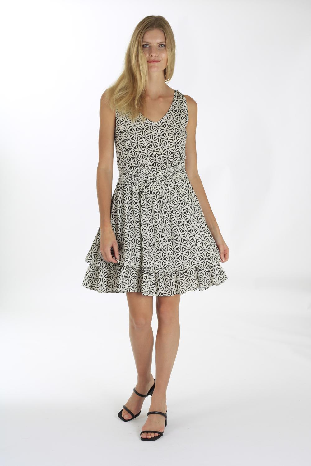 PROSPECT PLEATED SHORT DRESS IN FLEECY MATERIAL
