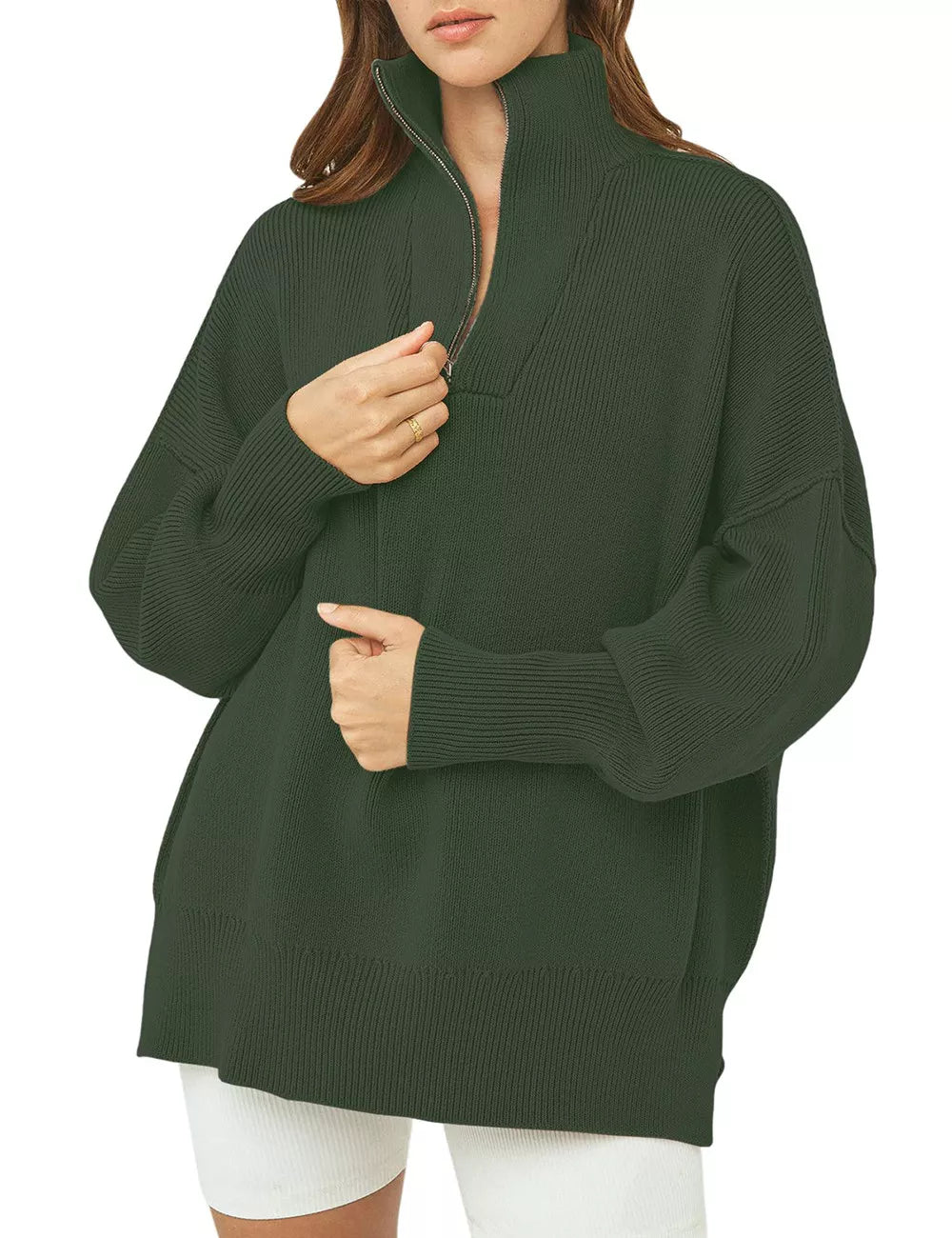 Buy Women's High Neck Army Green Sweater Online