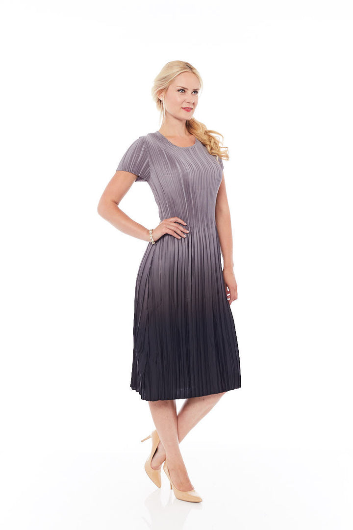 THE PLEATED GRADIENT DRESS IN MOUSY GREY - Nikky Apparels
