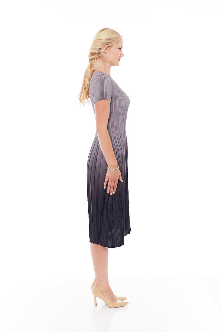 THE PLEATED GRADIENT DRESS IN MOUSY GREY - Nikky Apparels