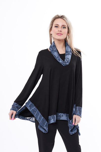 THE CLASSY BLACK IN TUNIC WITH SCOOP BLUE