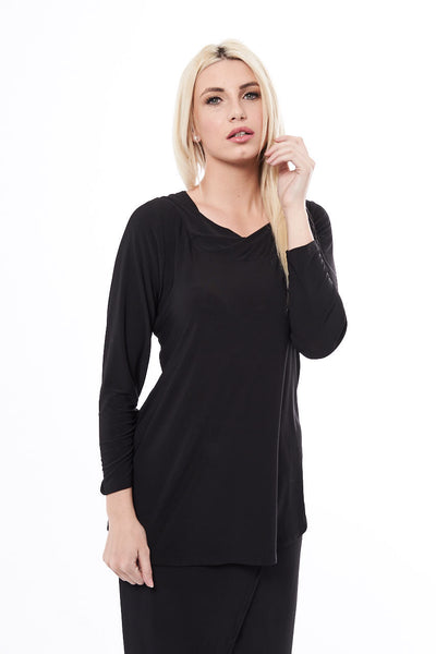 THE TUESDAY PLEATED TOP IN MIDNIGHT BLACK