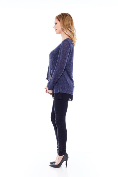 Buy Women's Long Sleeve Round Neck Blue Tops Online