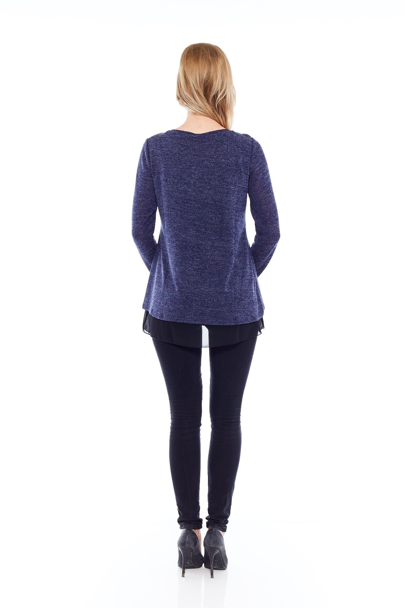 Buy Women's Long Sleeve Round Neck Blue Tops Online