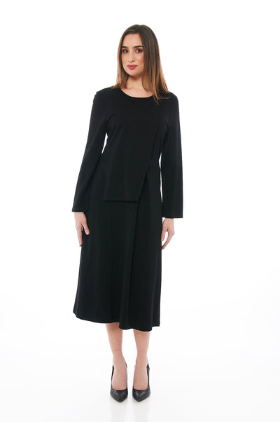 Buy Women's Black Dress, Round Neck & Wrap Dress with Sleeves Online