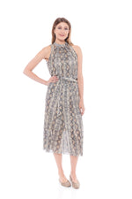 Load image into Gallery viewer, THE BROWN SNAKE TOP WITH HALTER NECK - Nikky Apparels