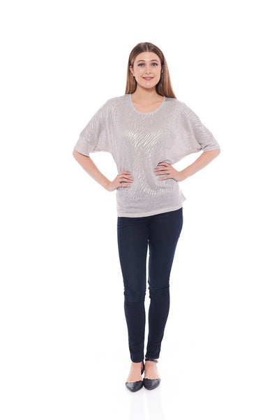 THE BATWING TOP IN SILVER RIPPLES GREY