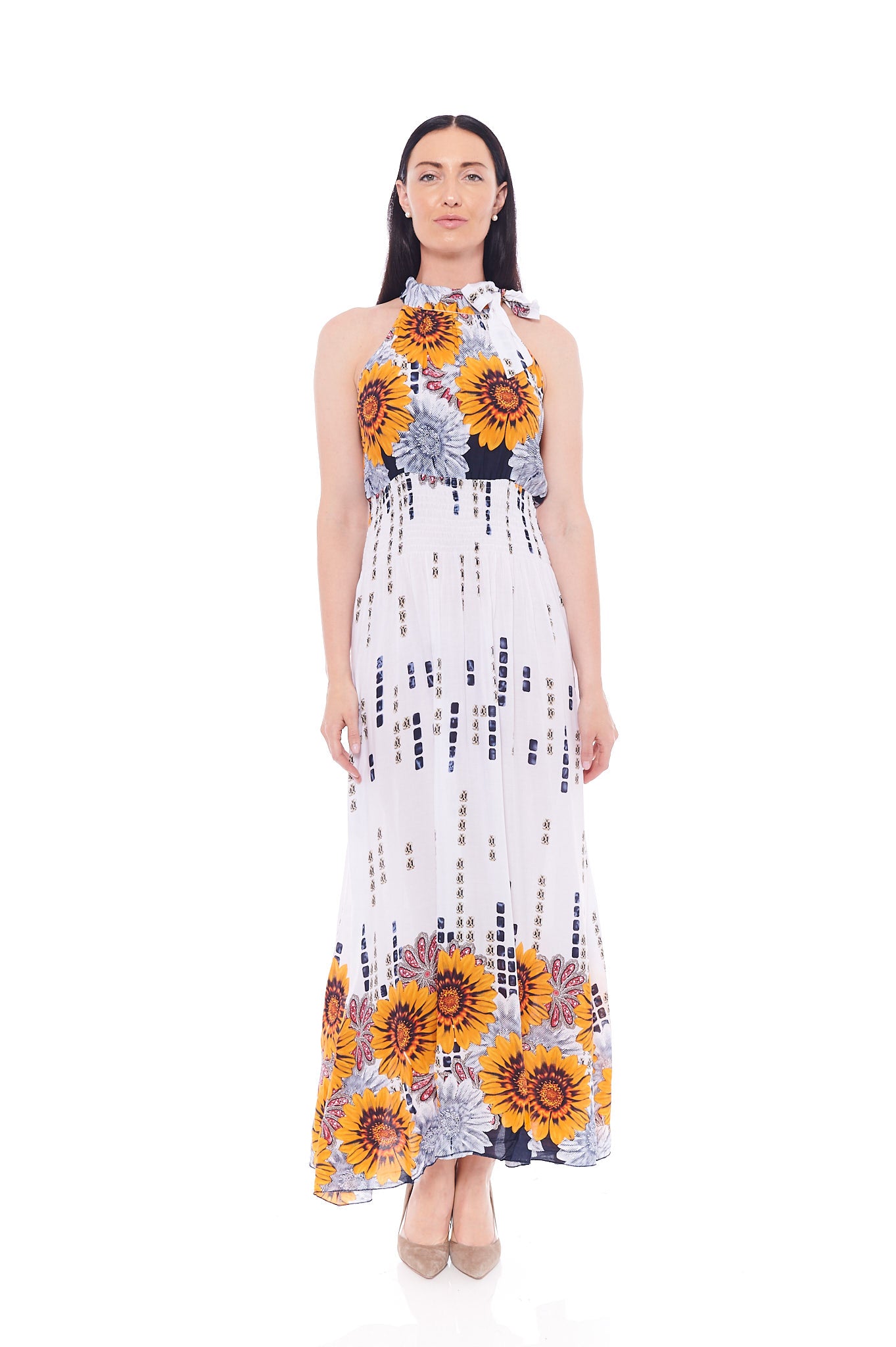 THE ALL YOU NEED SUNFLOWER DRESS IN WHITE