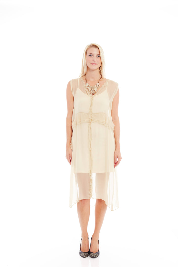 THE ELEVATE AFTER HOURS SILK DRESS IN CLASSIC OATMEAL - Nikky Apparels